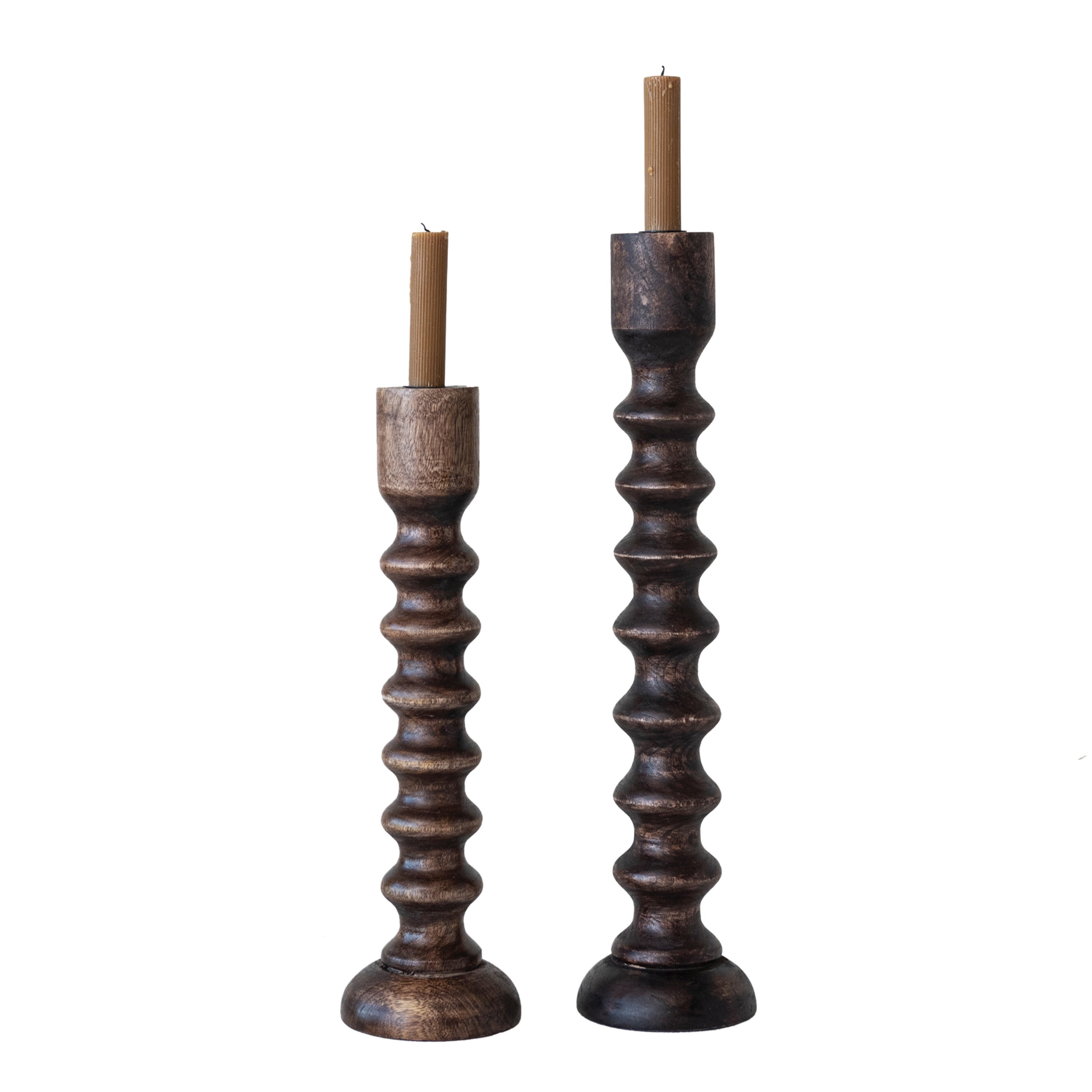 17" Carved Taper Holder | FINE House & Garden